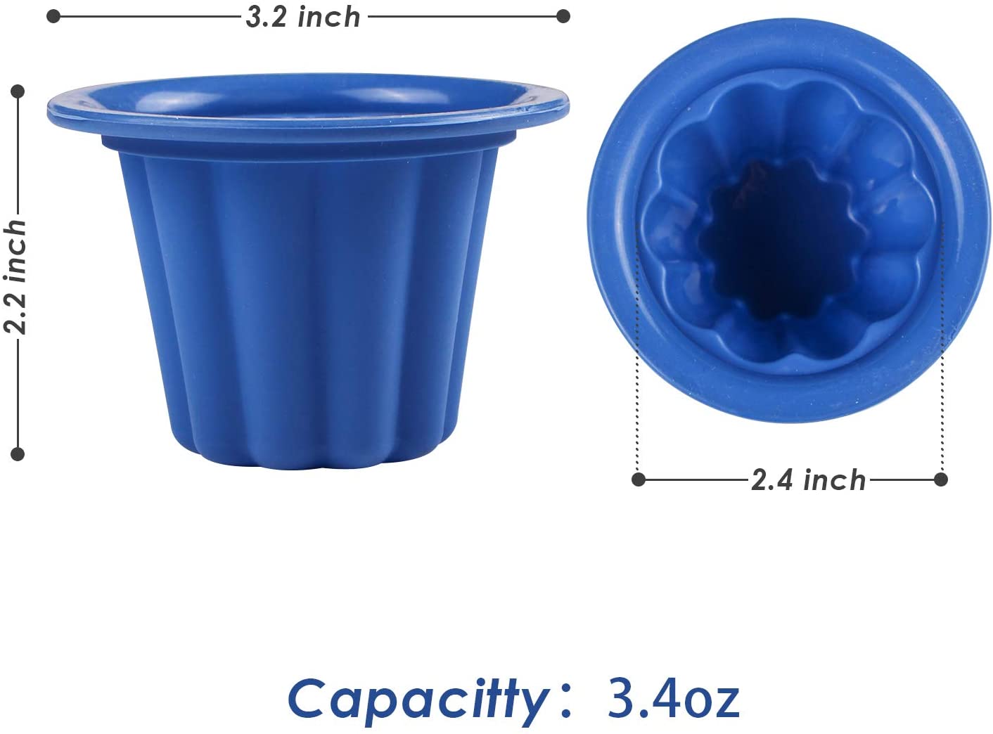 Webake 3.5 12-Pack Silicone Baking Cups Reusable Muffin Cupcake Liner