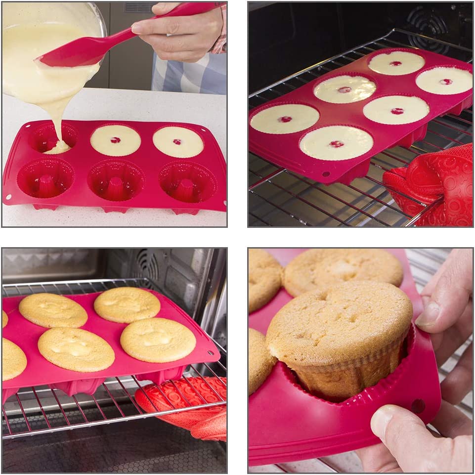Webake non-stick silicone mini bundt cake maker fluted cake pan,Pack of 2