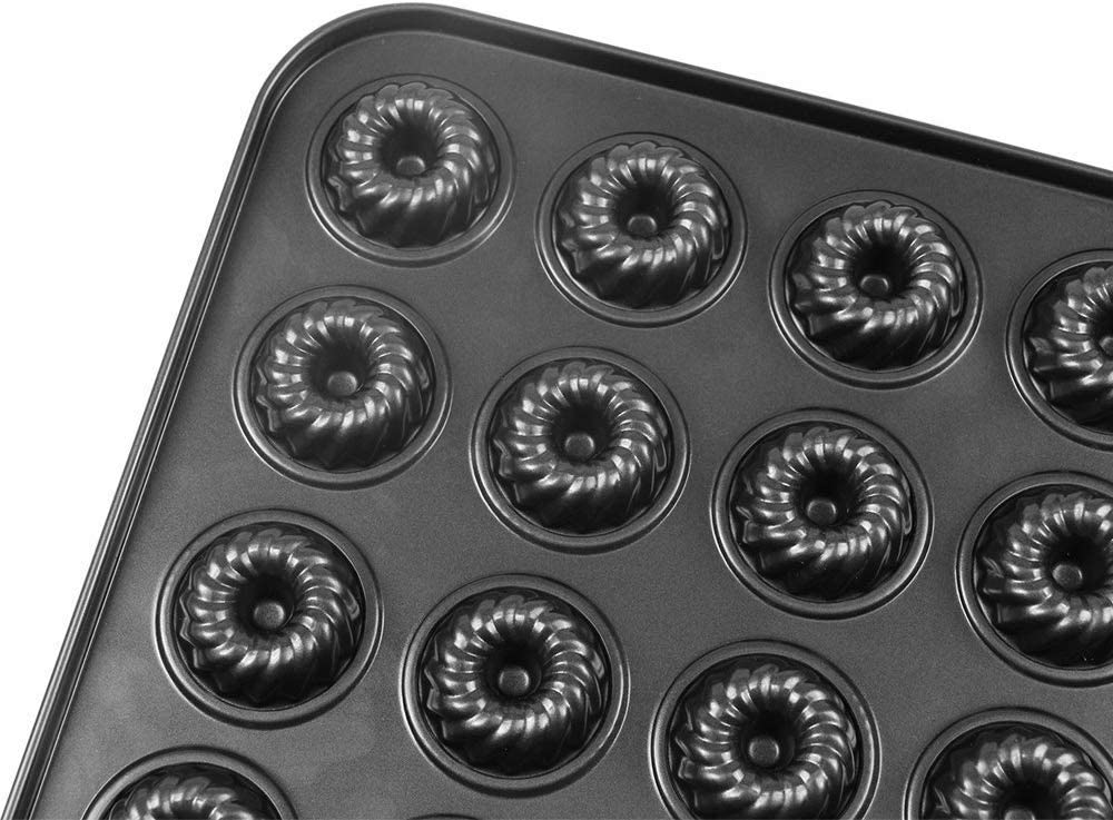 Webake 24-Cup non-stick 1-3/4" bite gauge carbon steel bundtinis Petite Fluted Cake Mold