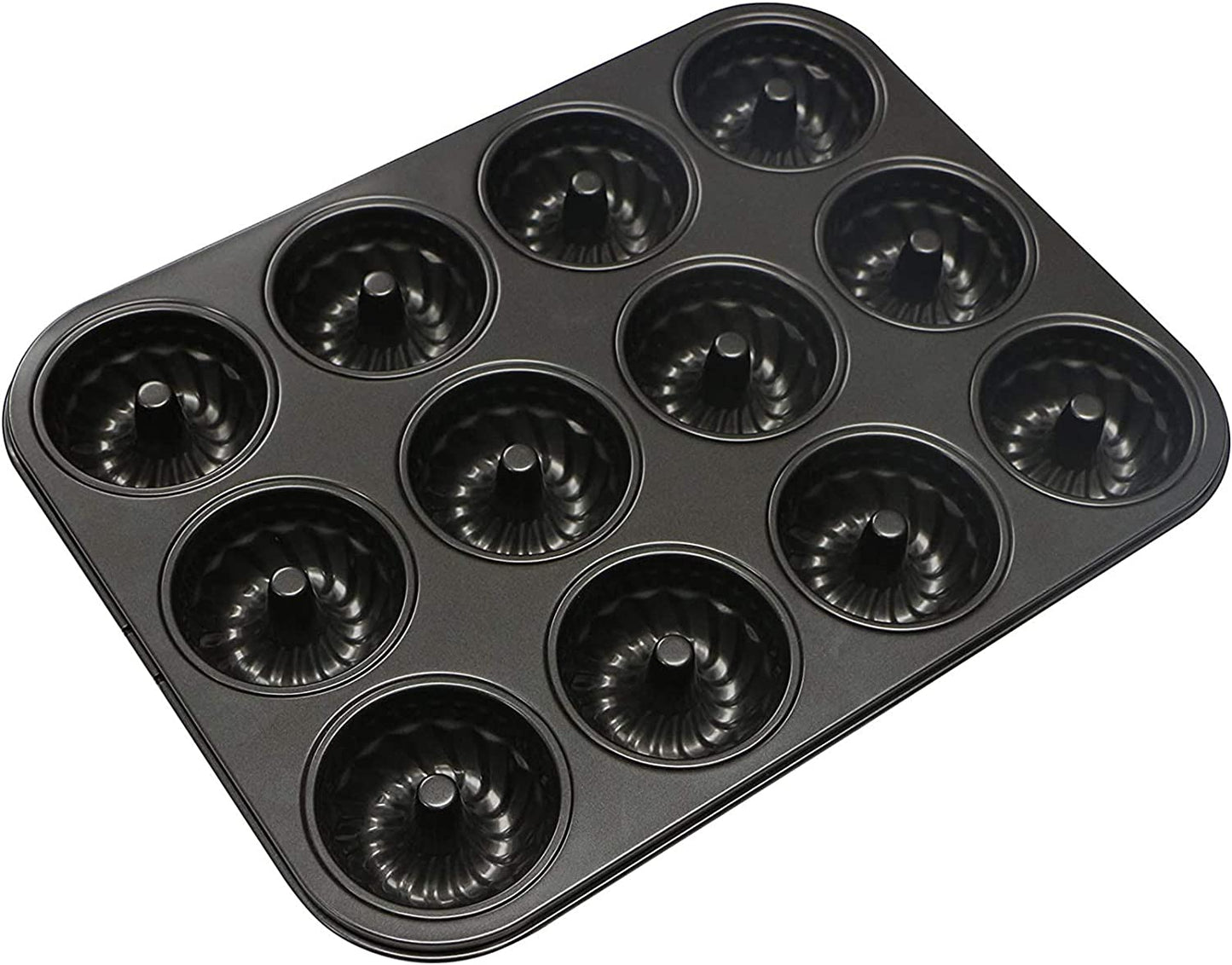 Webake 2.8 inch 12-Cavity heavy gauge carbon steel mini bundt cake pan