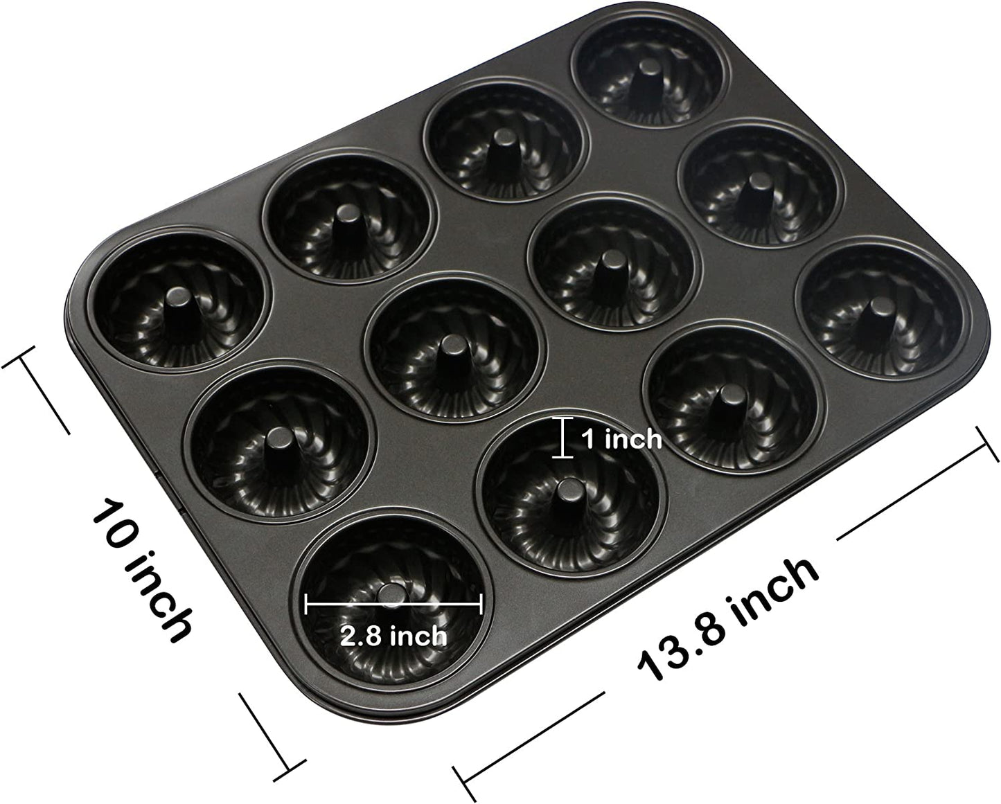 Webake 2.8 inch 12-Cavity heavy gauge carbon steel mini bundt cake pan