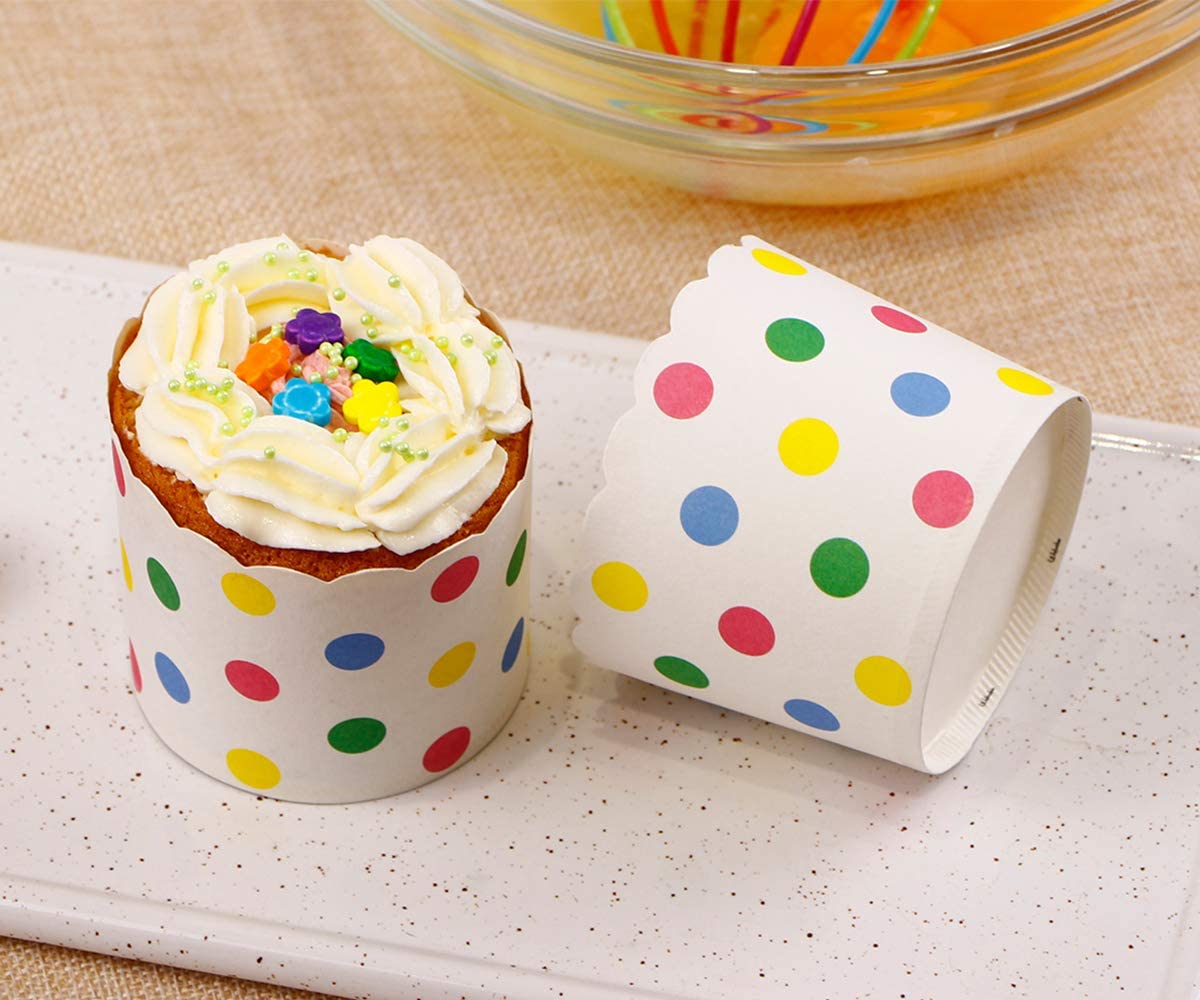 Webake 6oz mini colorful dot disposable paper cupcake muffin baking cake mold