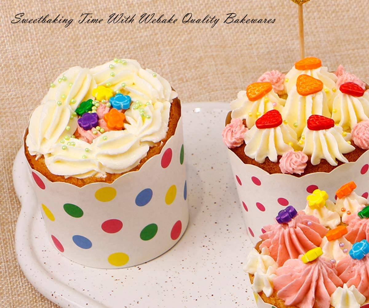 Webake 6oz mini colorful dot disposable paper cupcake muffin baking cake mold