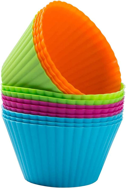 Webake 3.5 Inch silicone reusable nonstick large stand alone cupcake mold,12 pack