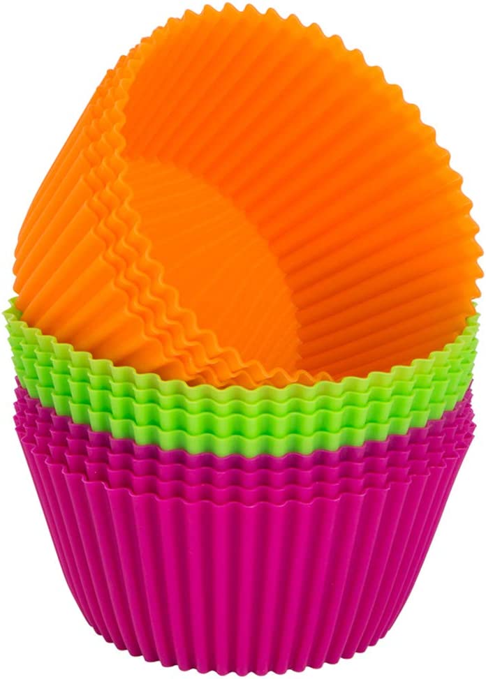 Webake 4.3 Inch silicone reusable non-stick cupcake molds,pack of 12