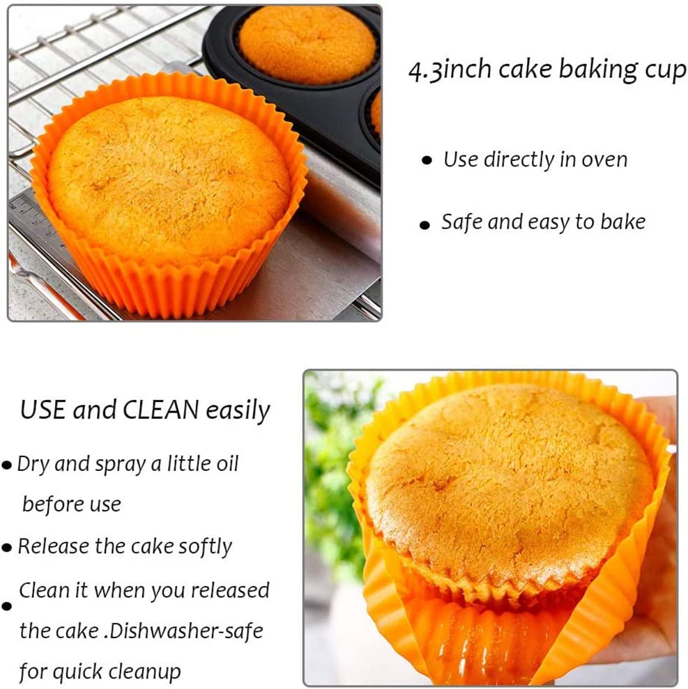 Webake 4.3 Inch silicone reusable non-stick cupcake molds,pack of 12