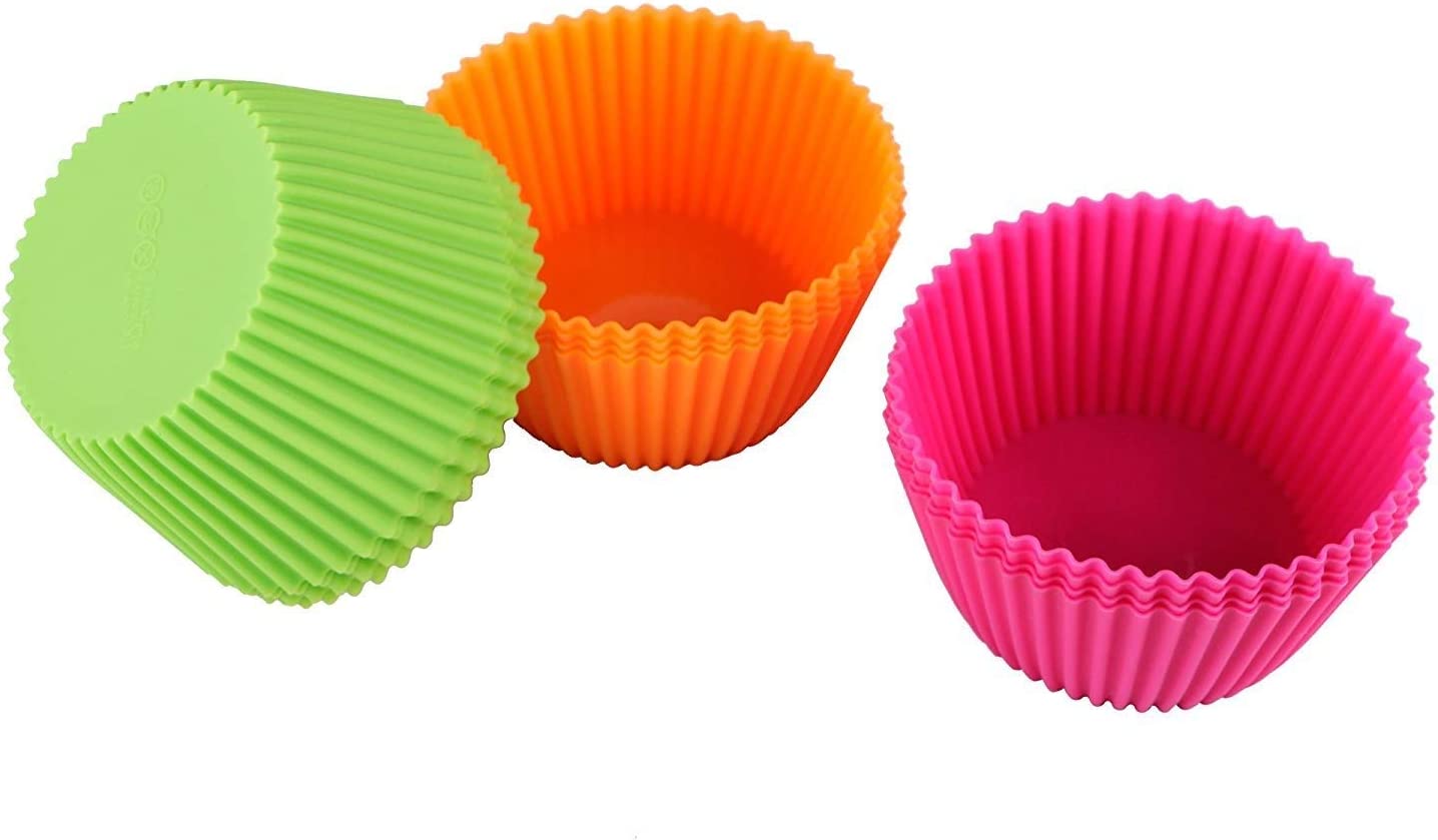 Webake 4.3 Inch silicone reusable non-stick cupcake molds,pack of 12