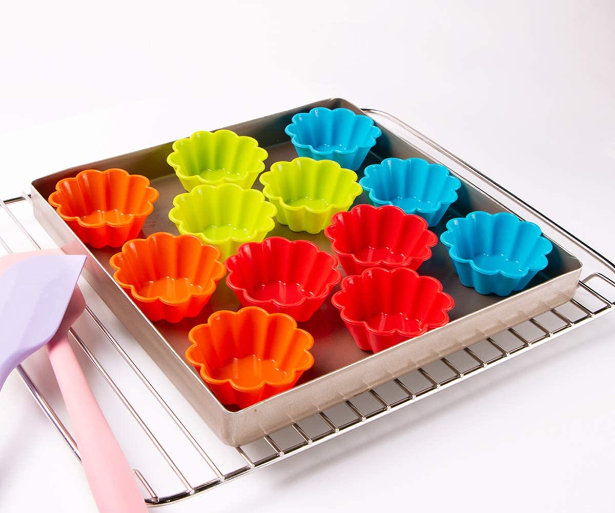 Webake Silicone Baking Cups Cupcake Liners Muffin Tin, 3 Inch Brioche